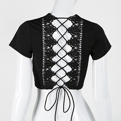 Fashion Sexy Back Lace Up Type Hollow Show Thin..