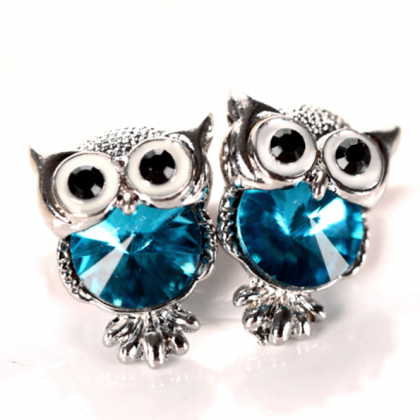 Fashion multicolor Owl crystal earr..