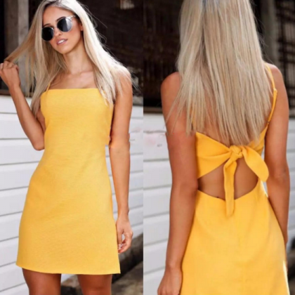 Tying Back Short Dress Featuring St..