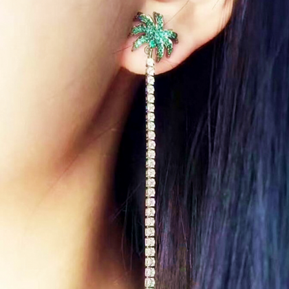 Fashion Coconut Trees Lovely Crystal Earrings