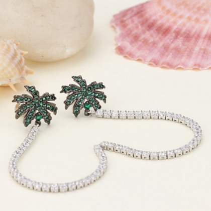 Fashion Coconut Trees Lovely Crystal Earrings