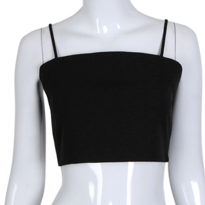 Fashion Sexy Straps Show Thin Pure Color Crop Top