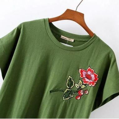 Women 's Rose Flower Embroidered Hem..