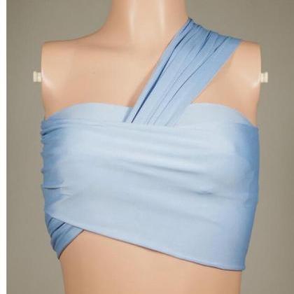 Blue Sexy Binding Style Wrapped In Breasts Top