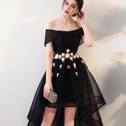 Banquet Evening Dress Black Word Shoulder Fashion..