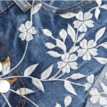 The Summer Embroidery Worn Denim Shorts Dark Blue..