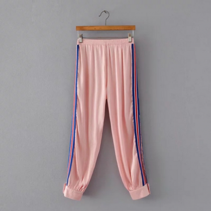 High Waist Striped Joggers, Sweatpants Featuring..