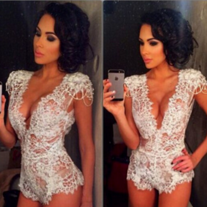Lace Jumpsuit Romper Sexy Televised Bosom