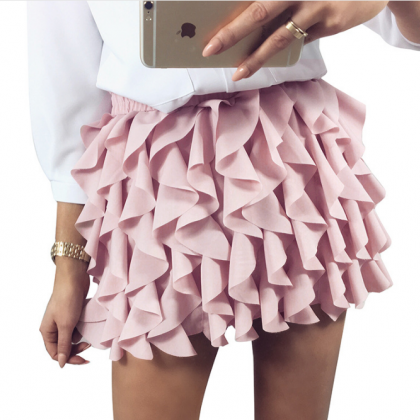 Wave Overlap Short Half Skirt Female