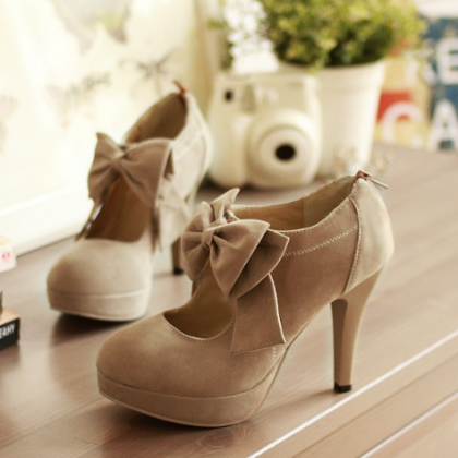 Fashion Cute Bow High Heel Shoes