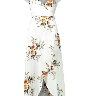 Plunging V Neck Floral Print Maxi Dress With Short..