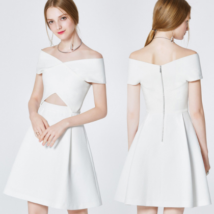 Sexy Slim And Slim White Dress For High-end..