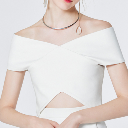 Sexy Slim And Slim White Dress For High-end..