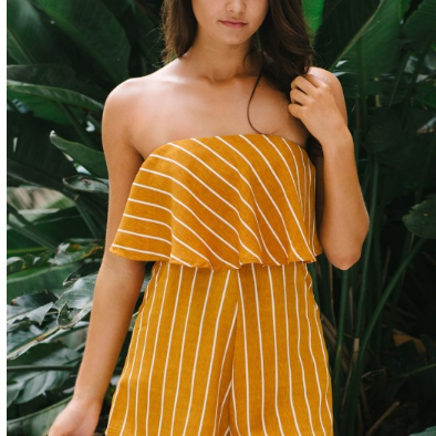 mustard yellow strapless dress