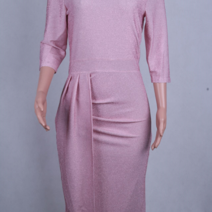 Autumn And Winter Stretch Dress With Split..