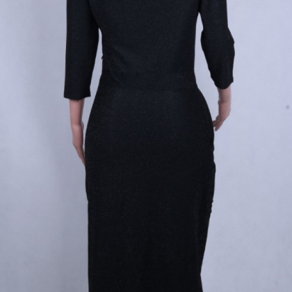 Autumn And Winter Stretch Dress With Split..