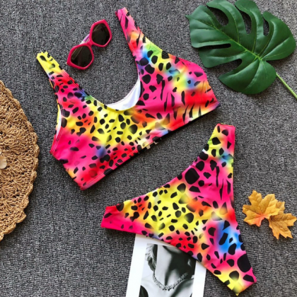 Style Bikini-women Split Swimsuit Leopard Print..