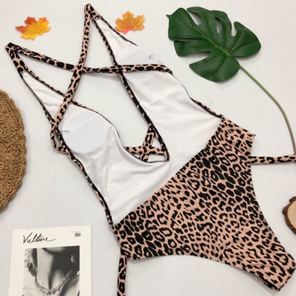 Women's Bikini Leopard Print Hollow..