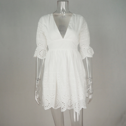 Women's Dress Elastic Waist Cotton..