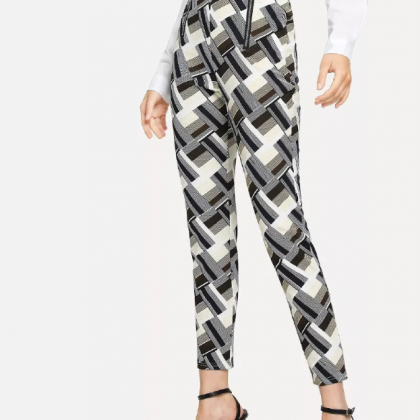 Color Printing Nine Point Pants Fashion Fit Height..