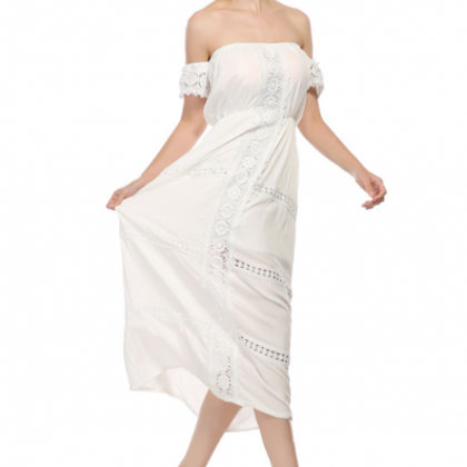 Dress Lace Lace Stitching Pure White Strapless..