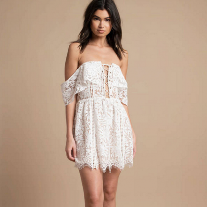 Style Lace A-line Dress With Hollow-out Hook And..