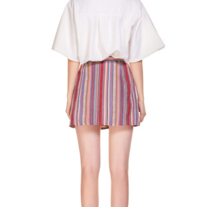 High-waisted A-line Skirt With Cotton And Hemp..