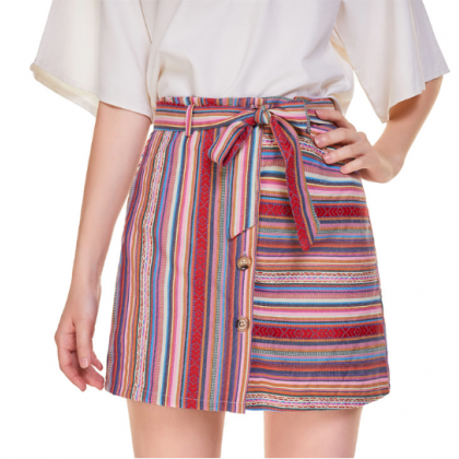 High-waisted A-line Skirt With Cotton And Hemp..