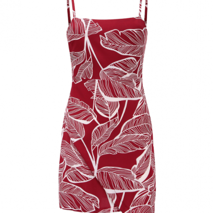 Women's Bow Print Halter Dress With..