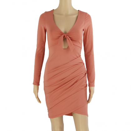 Style Sexy Hollowed-out Dress With V-neck And Long..