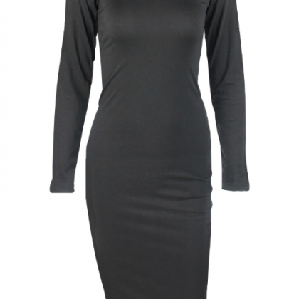 Style Round-neck Long-sleeved Style Commuter Dress