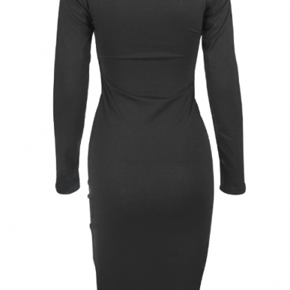 Style Round-neck Long-sleeved Style Commuter Dress