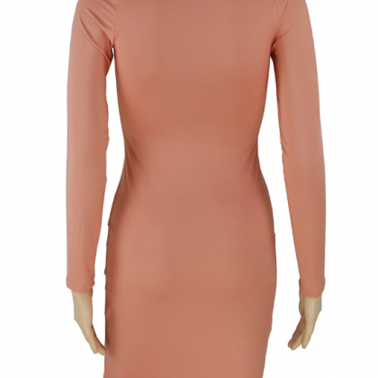 Style Long Sleeved Square Collared Dress With..