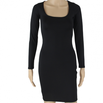 Style Long Sleeved Square Collared Dress With..