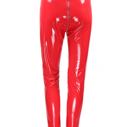 Hot style PU glossy leather trouser..