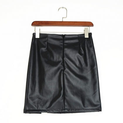 Style Short Skirt Pu Leather Skirt