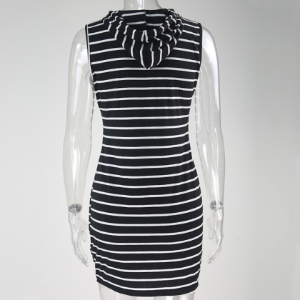 Style Striped Dress With Halter Top