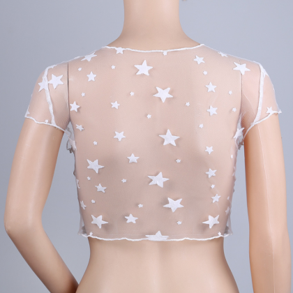 Style Transparent Sexy Lace Star Embroidery Mesh..