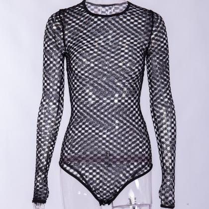 Style Sexy See-through Outfit Mesh Hollow..