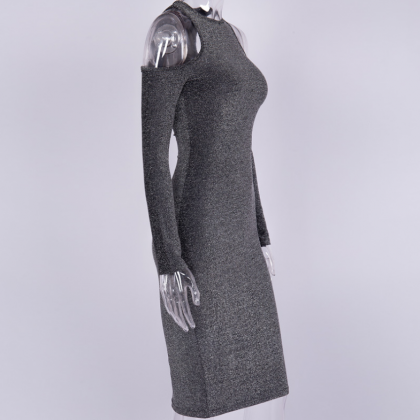 Style Buttock Wrap Dress Silver Fillet Shoulder..
