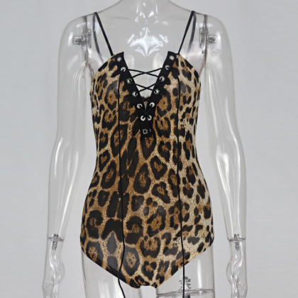 Style Leopard Print Seduction Corset Gathered To..