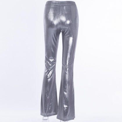 Style Wide Leg Pants Long Pants Silver Bronzed..