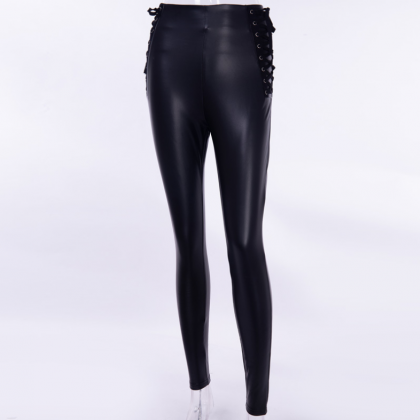 Style Pu Leather Trousers With Pencil Lining And..