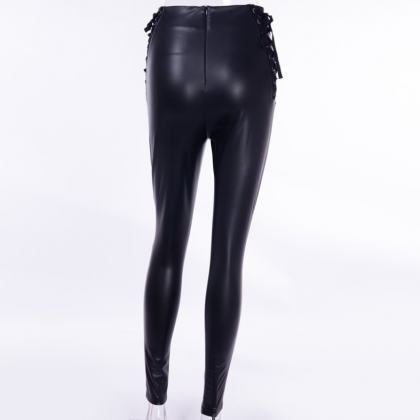 Style Pu Leather Trousers With Pencil Lining And..