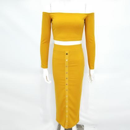 Two-piece Skirt With One-character Shoulder,..