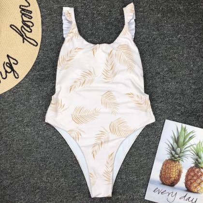 Explosive Lotus Leaf Side Connected Swimming Suit..
