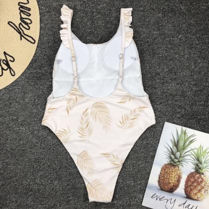 Explosive Lotus Leaf Side Connected Swimming Suit..