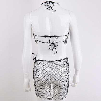 Flash Drill Strap Two-piece Skirt..