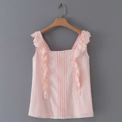 2019 Summer Lace Pleated Camisole Top