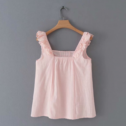 2019 Summer Lace Pleated Camisole Top